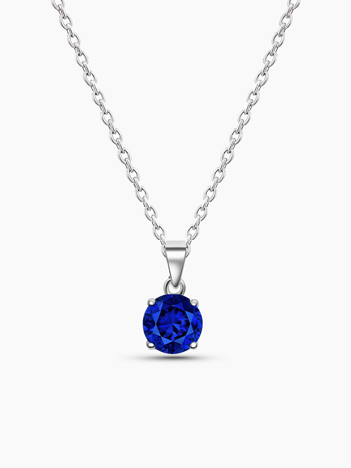 Lab Grown Blue Sapphire Pendant Necklace, 1.25ct