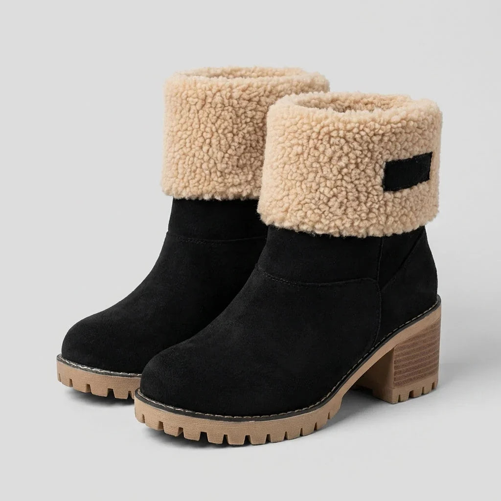 Boots For Women | Suede Snow Boots with Sherpa Cuff