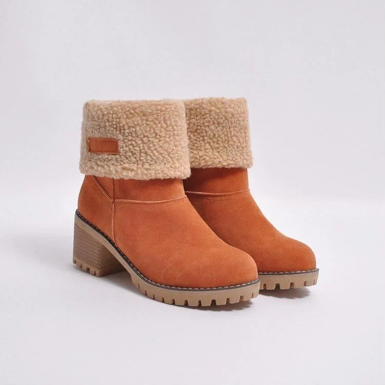 Boots For Women | Suede Snow Boots with Sherpa Cuff