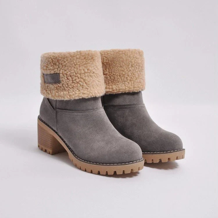 Boots For Women | Suede Snow Boots with Sherpa Cuff