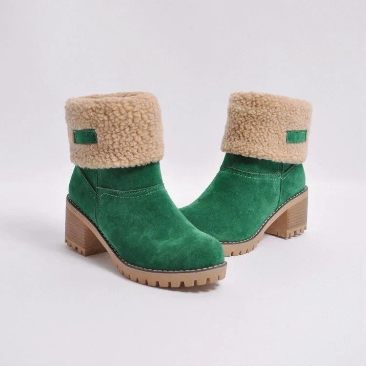 Boots For Women | Suede Snow Boots with Sherpa Cuff