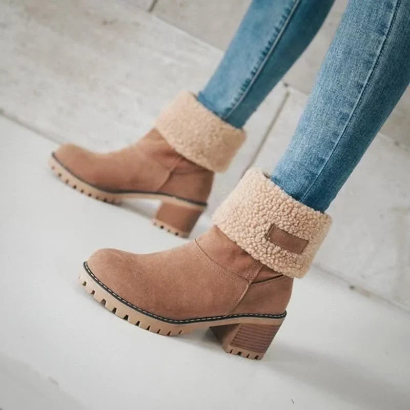 Boots For Women | Suede Snow Boots with Sherpa Cuff