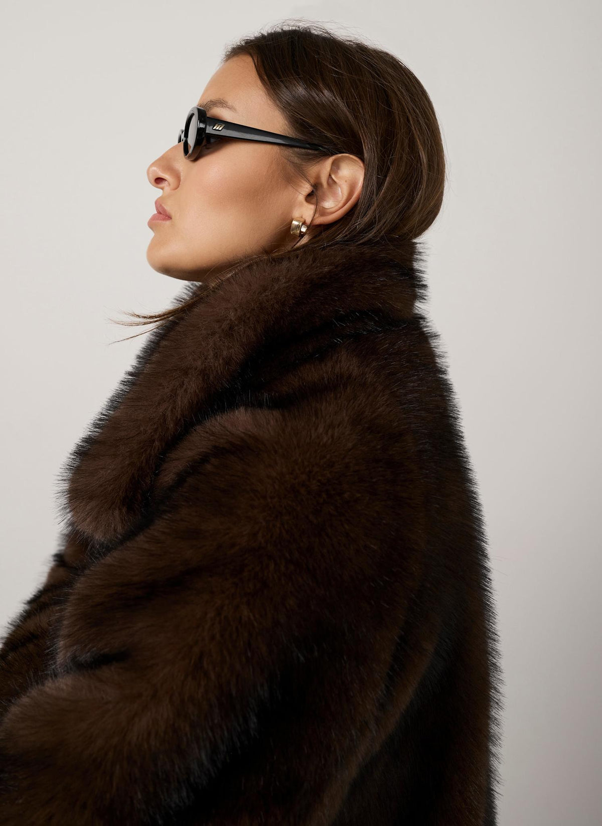 Faux Fur Jacket in Brown