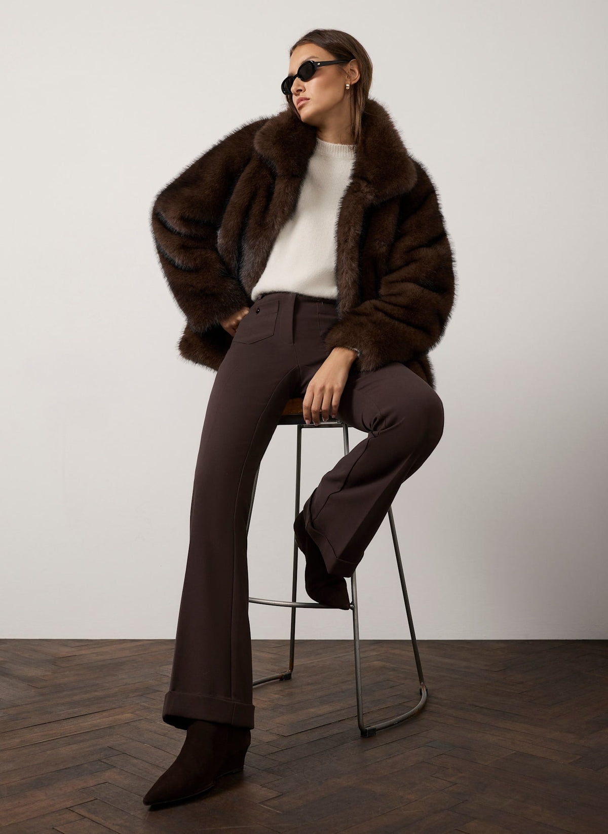 Faux Fur Jacket in Brown