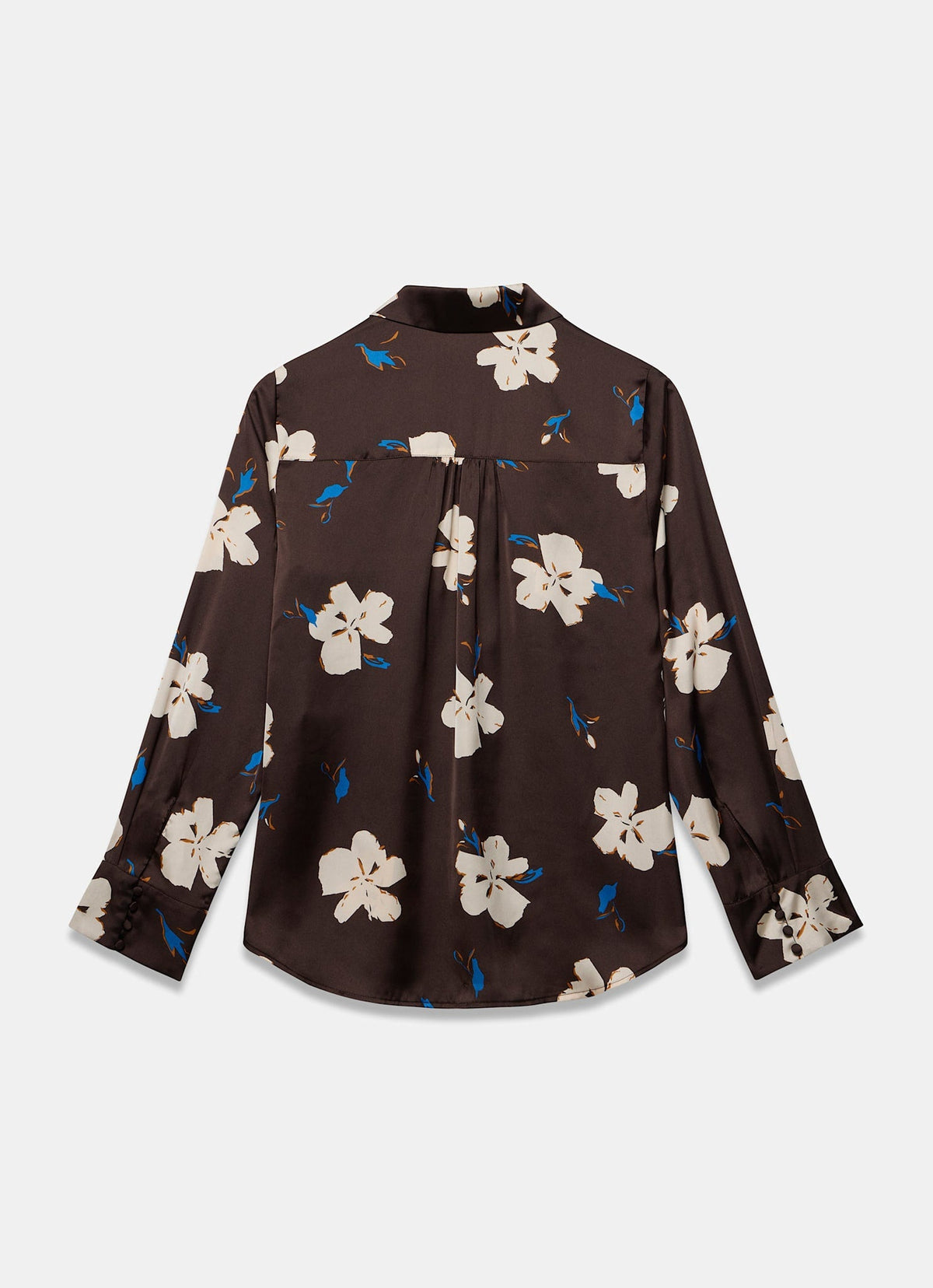 Brown Floral Print Shirt in Satin