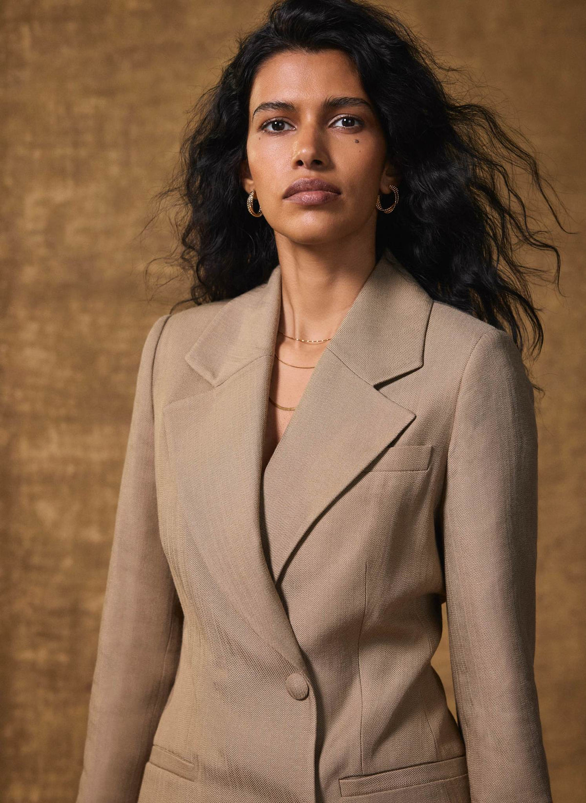 Neutral Tailored Blazer with Shine