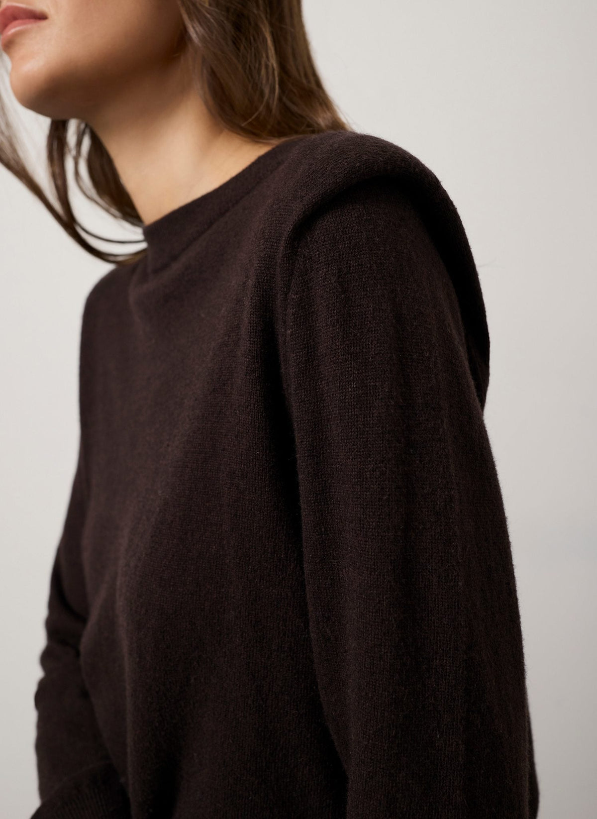 Brown Knit Jumper with Shoulder Pads