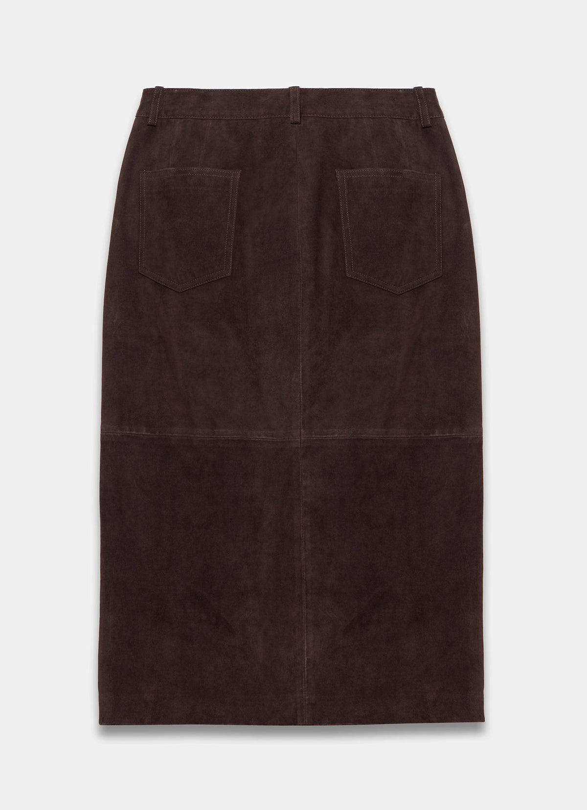 Brown Suede Midi Pencil Skirt