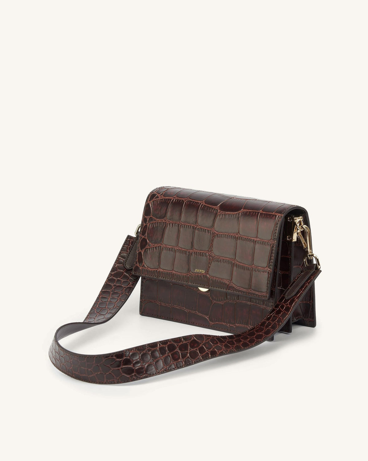 Optew Mini Flap Crossbody Bag - Brown Croc