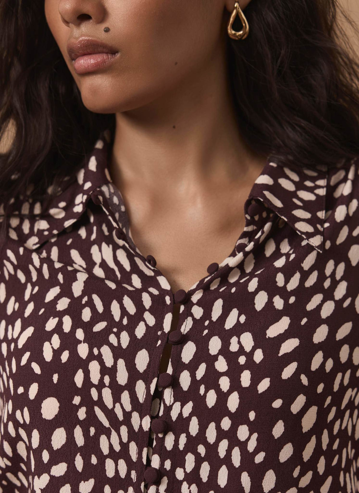 Burgundy Shirt in Animal Print