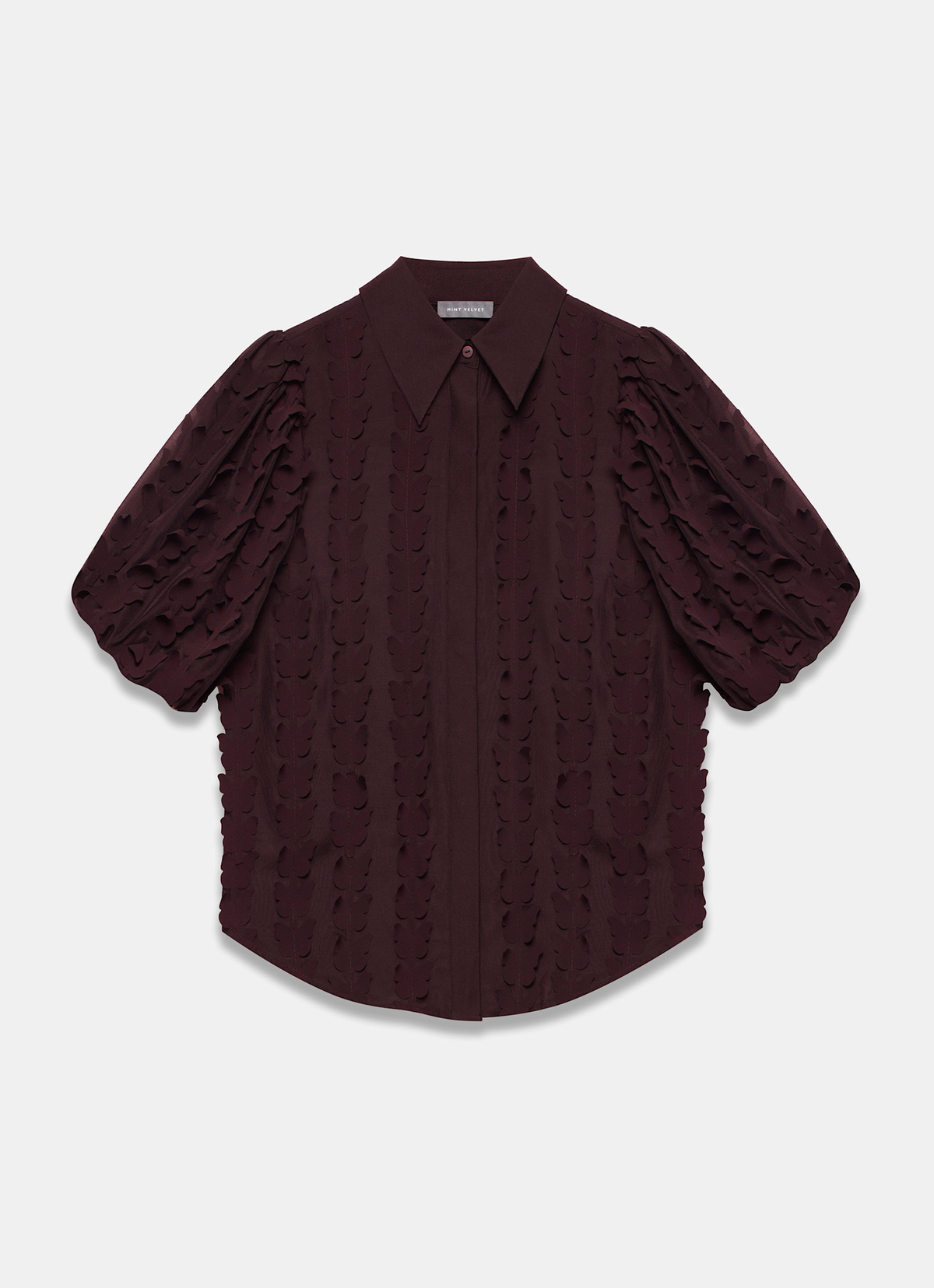 Burgundy Shirt with Butterfly Applique