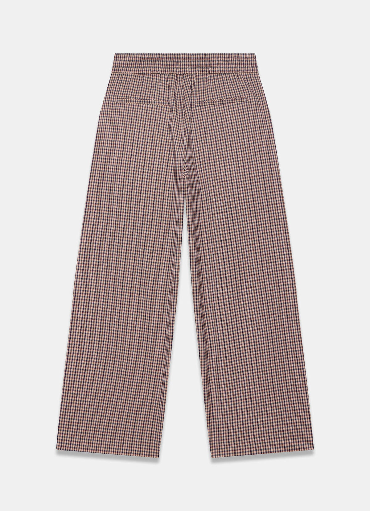 Burgundy Checked Wide Leg Cropped Trousers