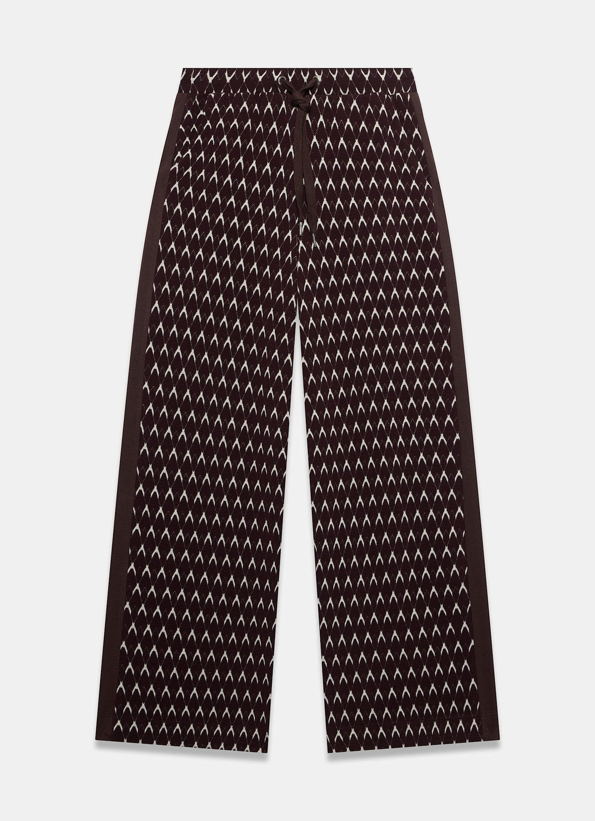 Burgundy Wide Leg Jacquard Trousers