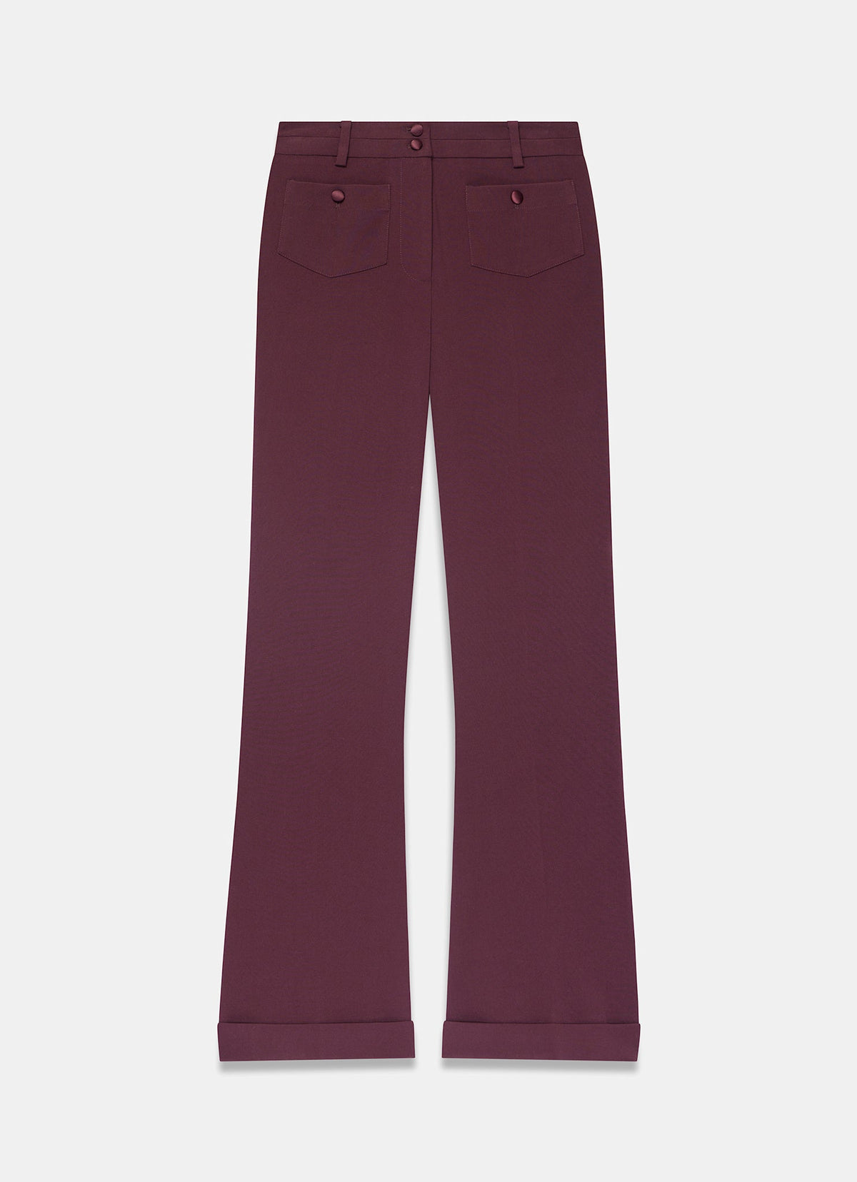 Burgundy Flared Trousers with Pocket Detail