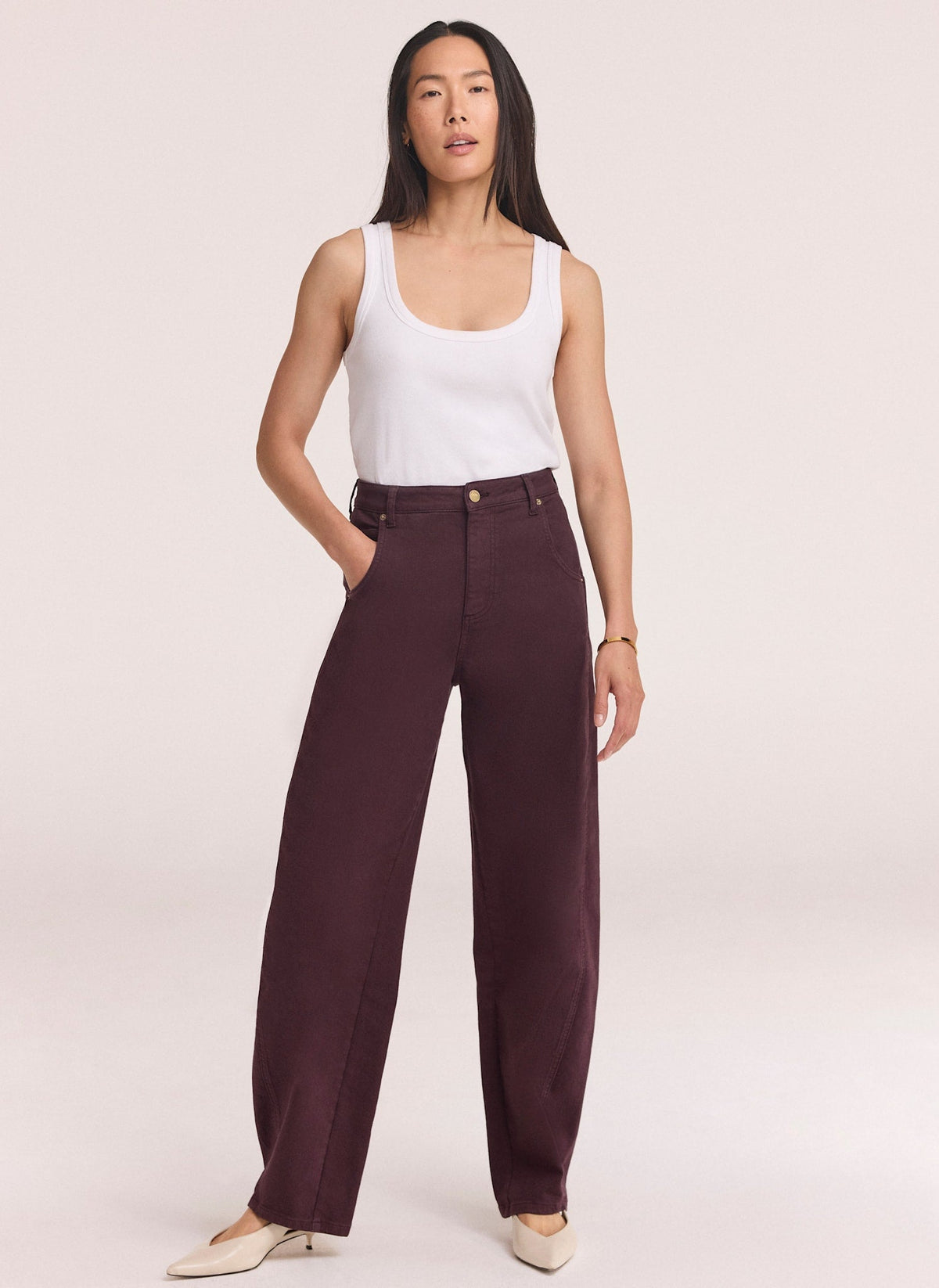 Burgundy Ultimate Barrel Leg Jeans with Relaxed Fit