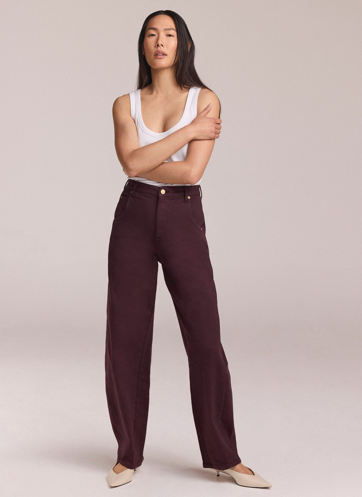 Burgundy Ultimate Barrel Leg Jeans with Relaxed Fit