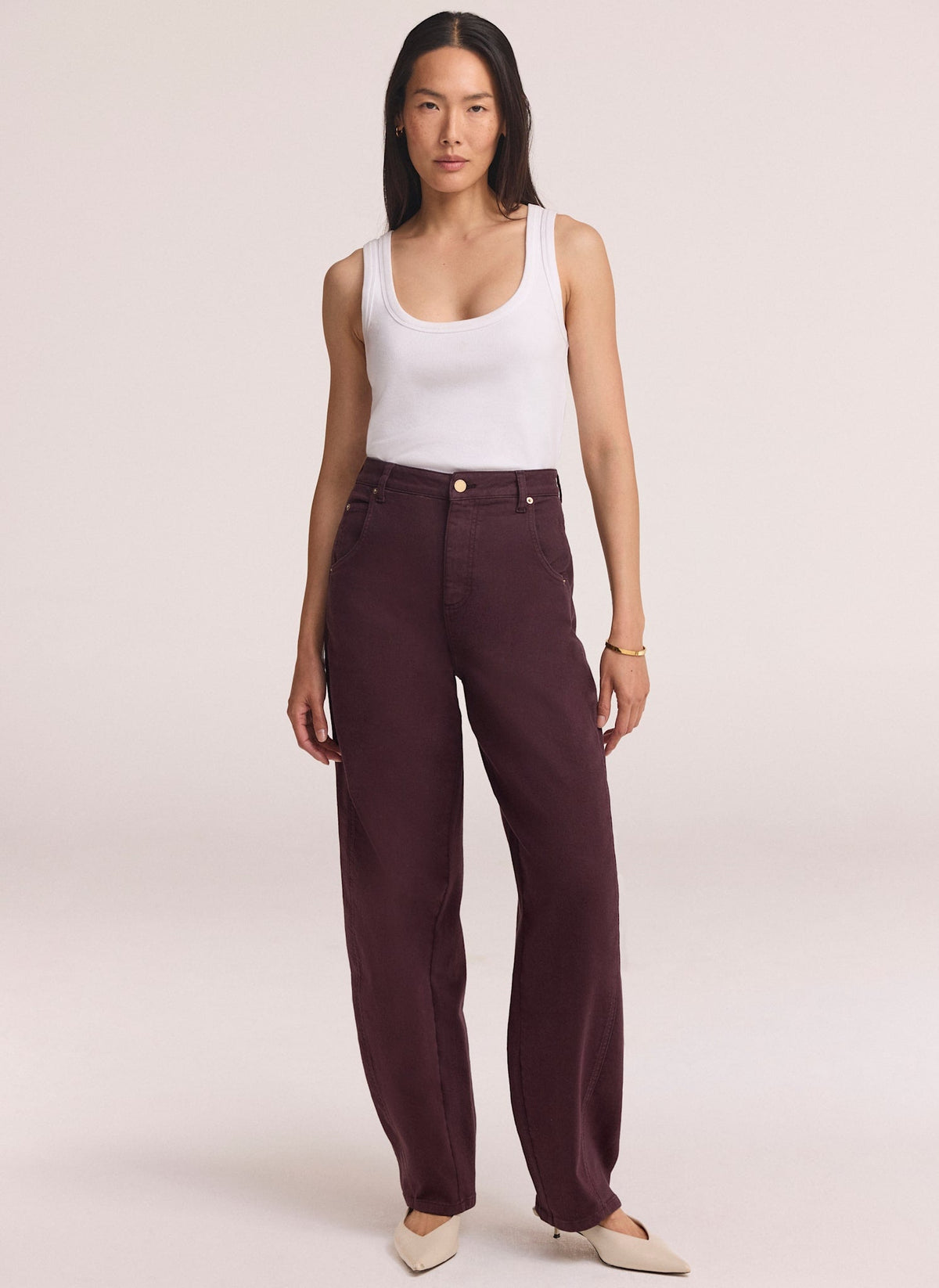 Burgundy Ultimate Barrel Leg Jeans with Relaxed Fit