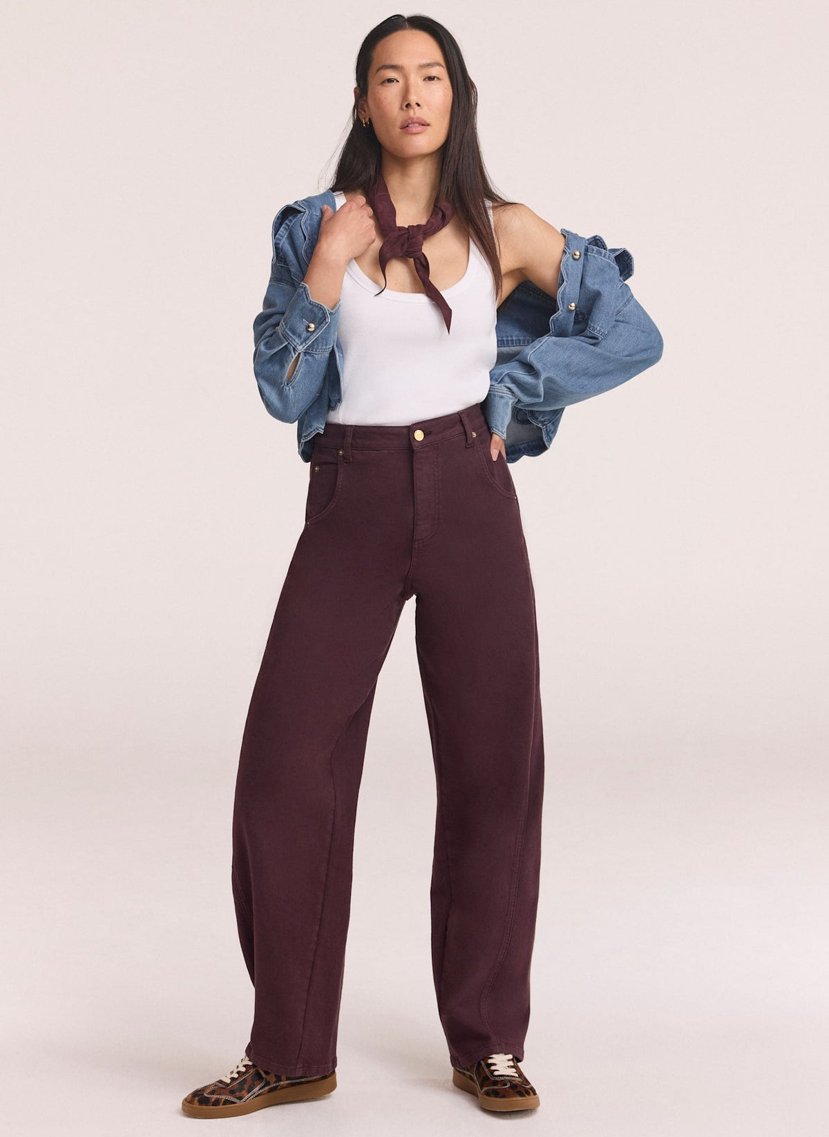 Burgundy Ultimate Barrel Leg Jeans with Relaxed Fit