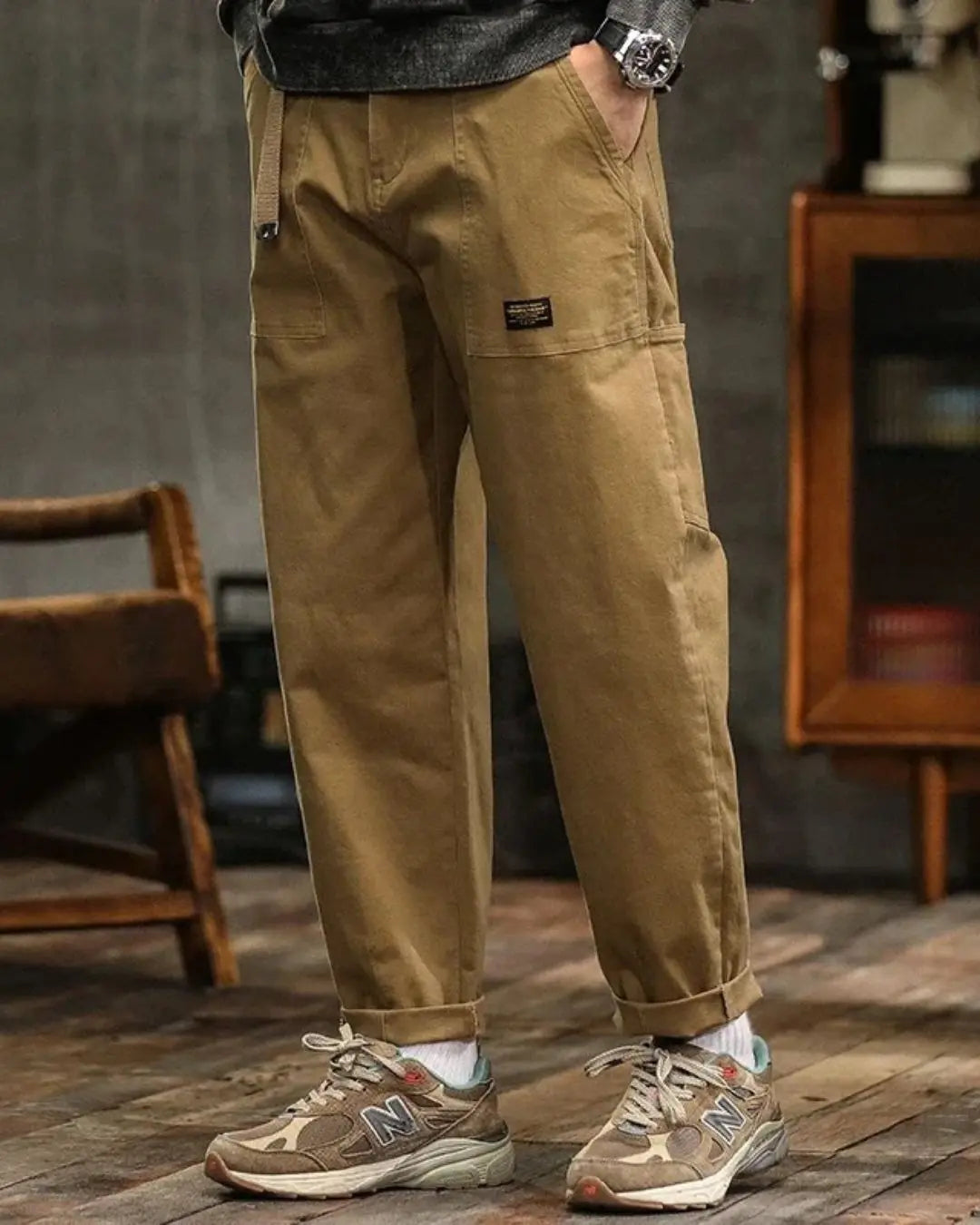 Optew Men's Rugged Cargo Trousers with Pocket Panels