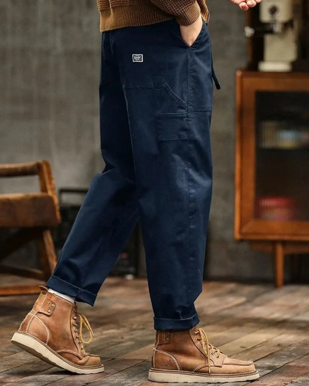 Optew Men's Rugged Cargo Trousers with Pocket Panels