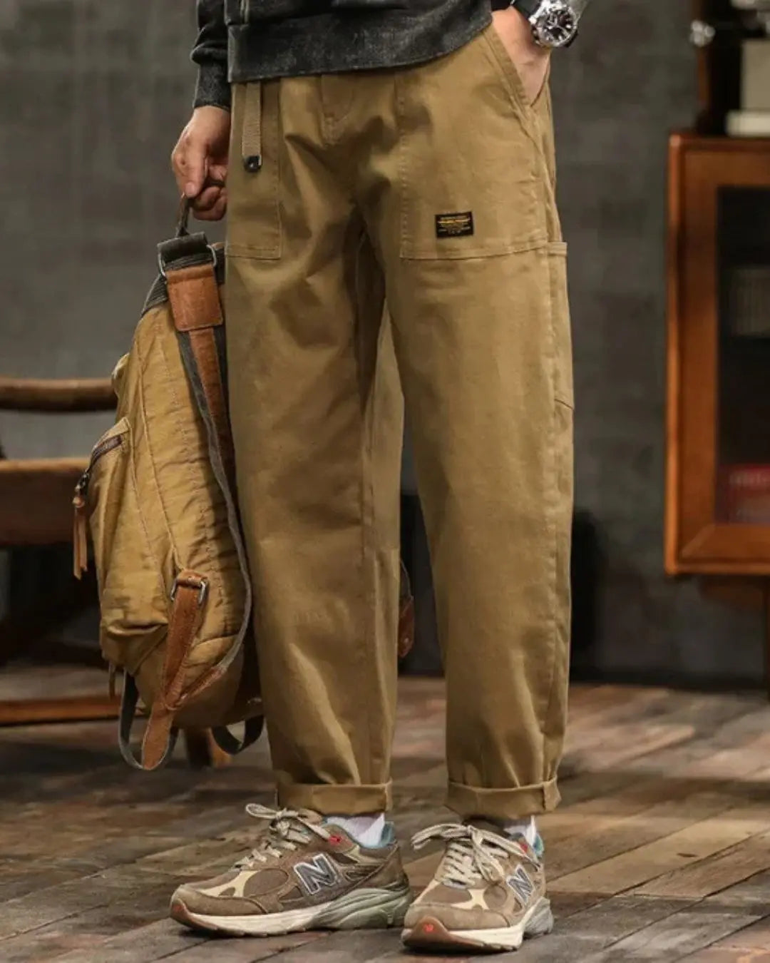 Optew Men's Rugged Cargo Trousers with Pocket Panels