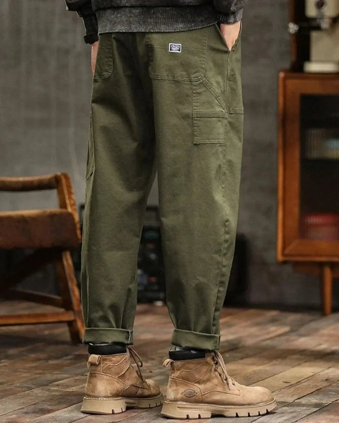 Optew Men's Rugged Cargo Trousers with Pocket Panels