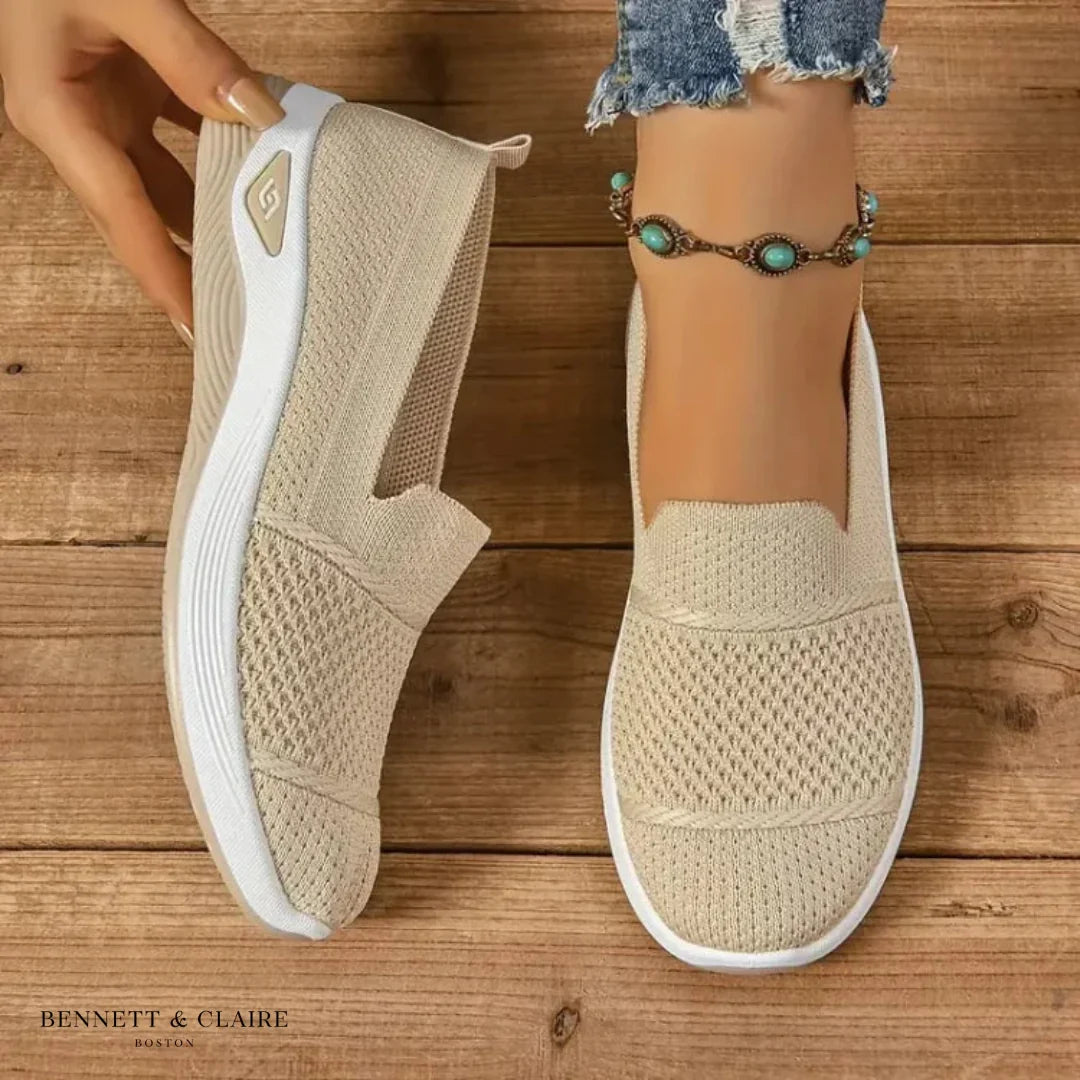 Comfortable Shoes For Women | Round Toe Knit Slip-On Loafer
