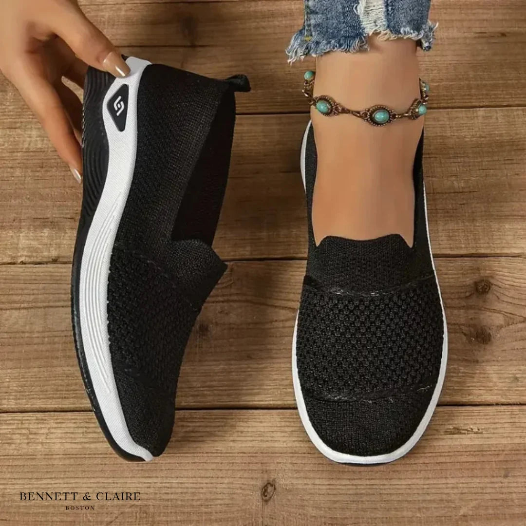 Comfortable Shoes For Women | Round Toe Knit Slip-On Loafer
