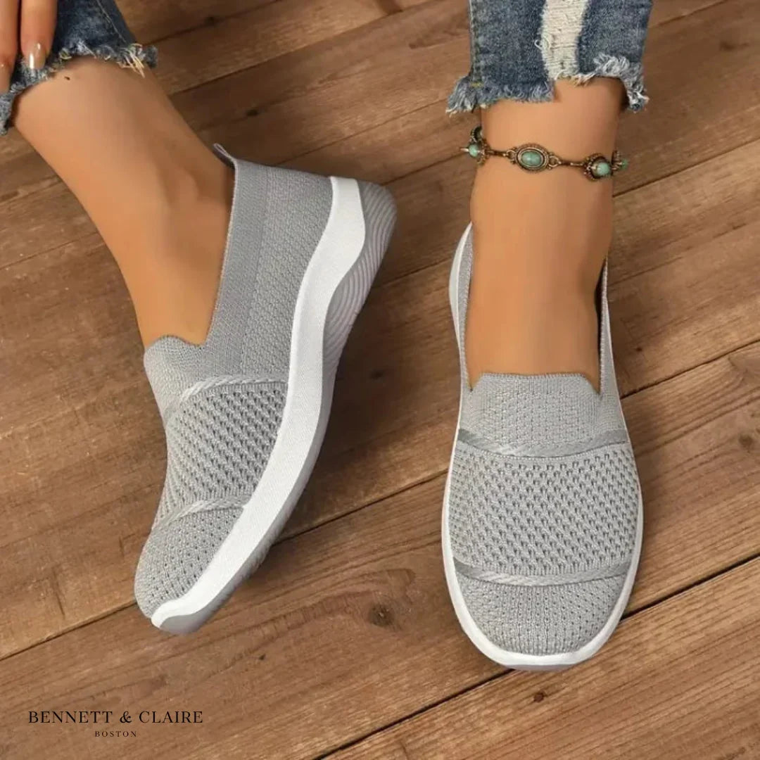 Comfortable Shoes For Women | Round Toe Knit Slip-On Loafer