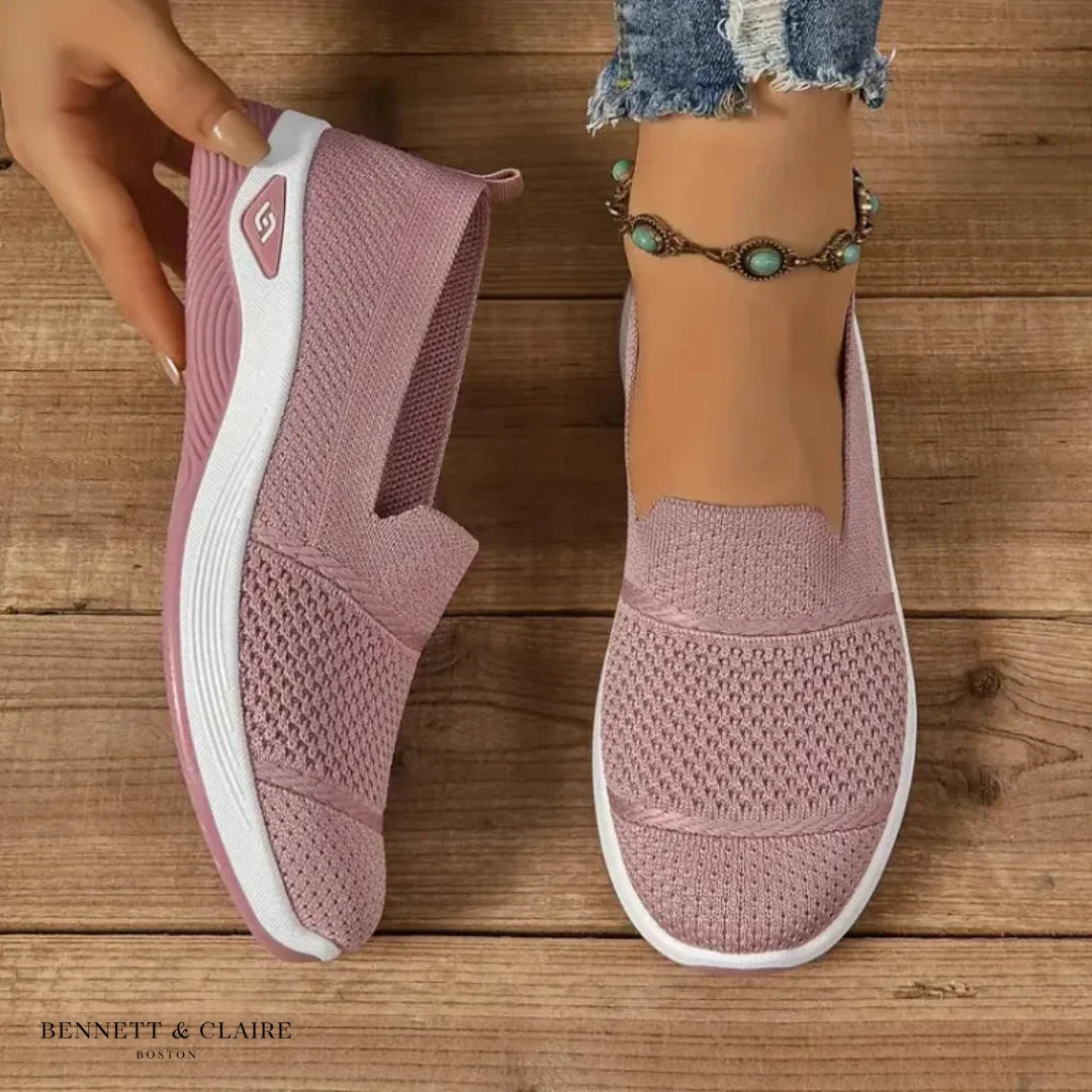 Comfortable Shoes For Women | Round Toe Knit Slip-On Loafer