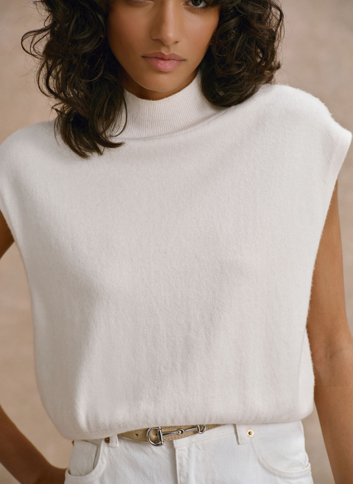 Cream Wool Blend Knitted Top