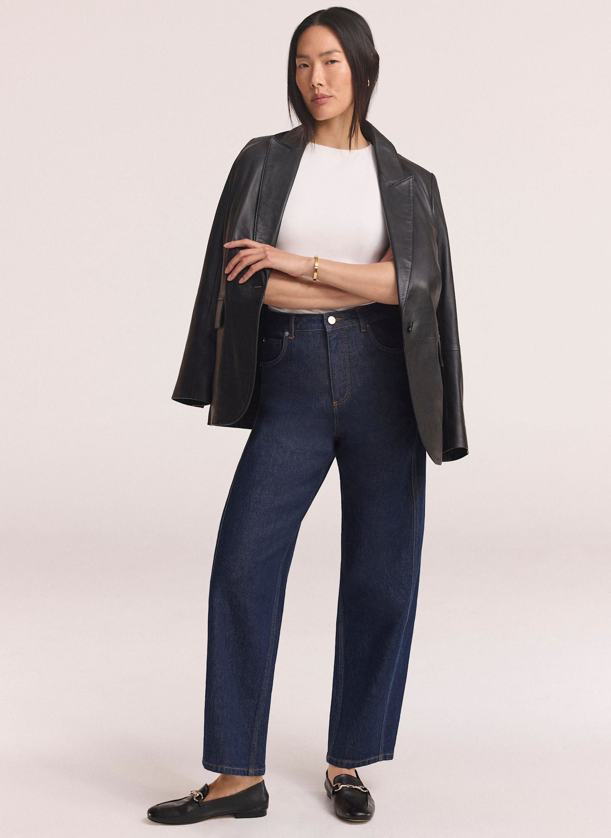 Barrel Leg Jeans in Dark Indigo