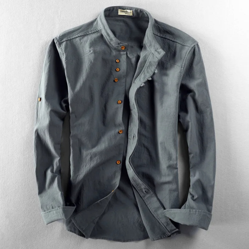 Optew Men’s Linen Button-Up Shirt