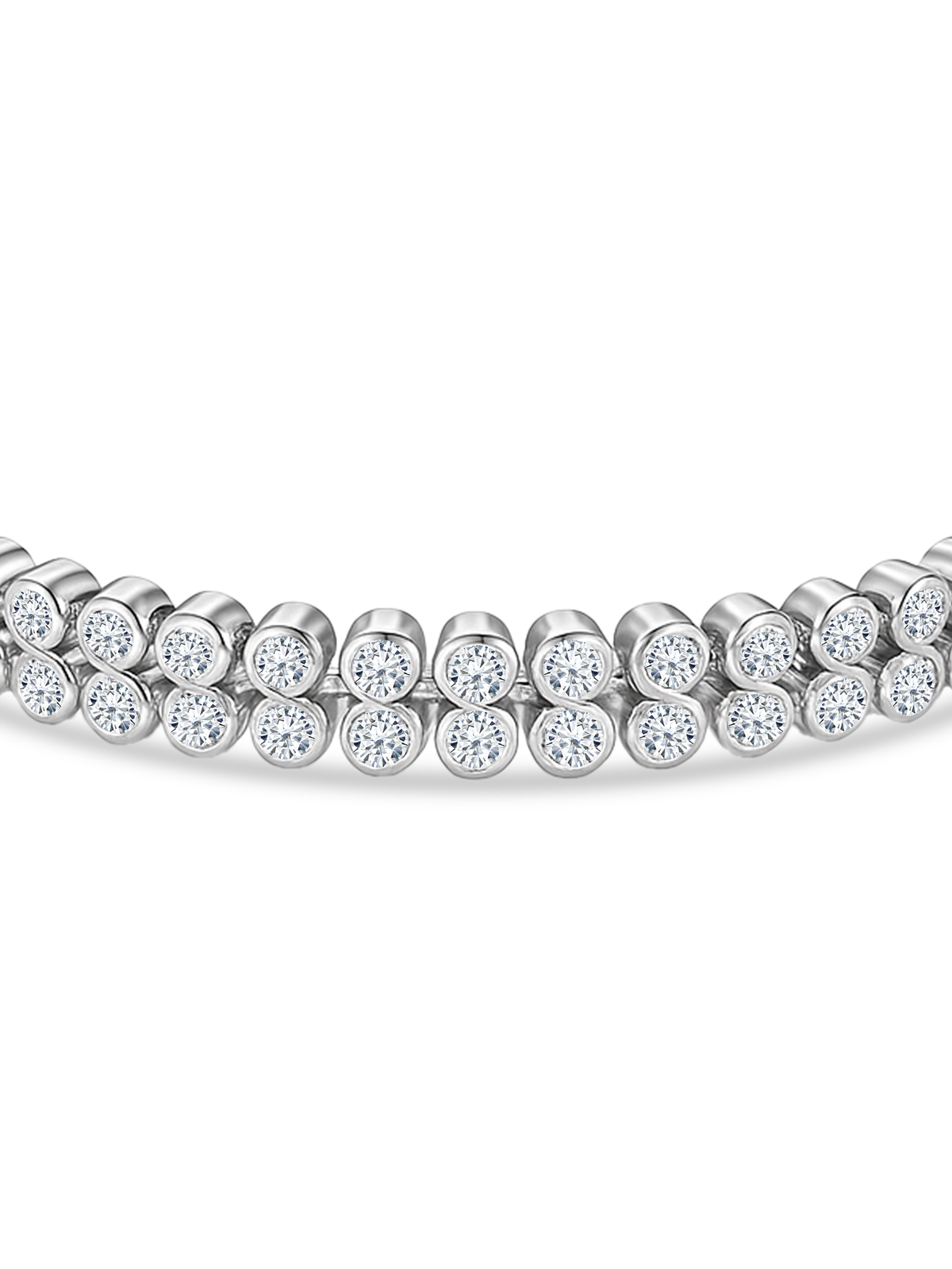 18K White Gold Plated Double Tennis Bracelet