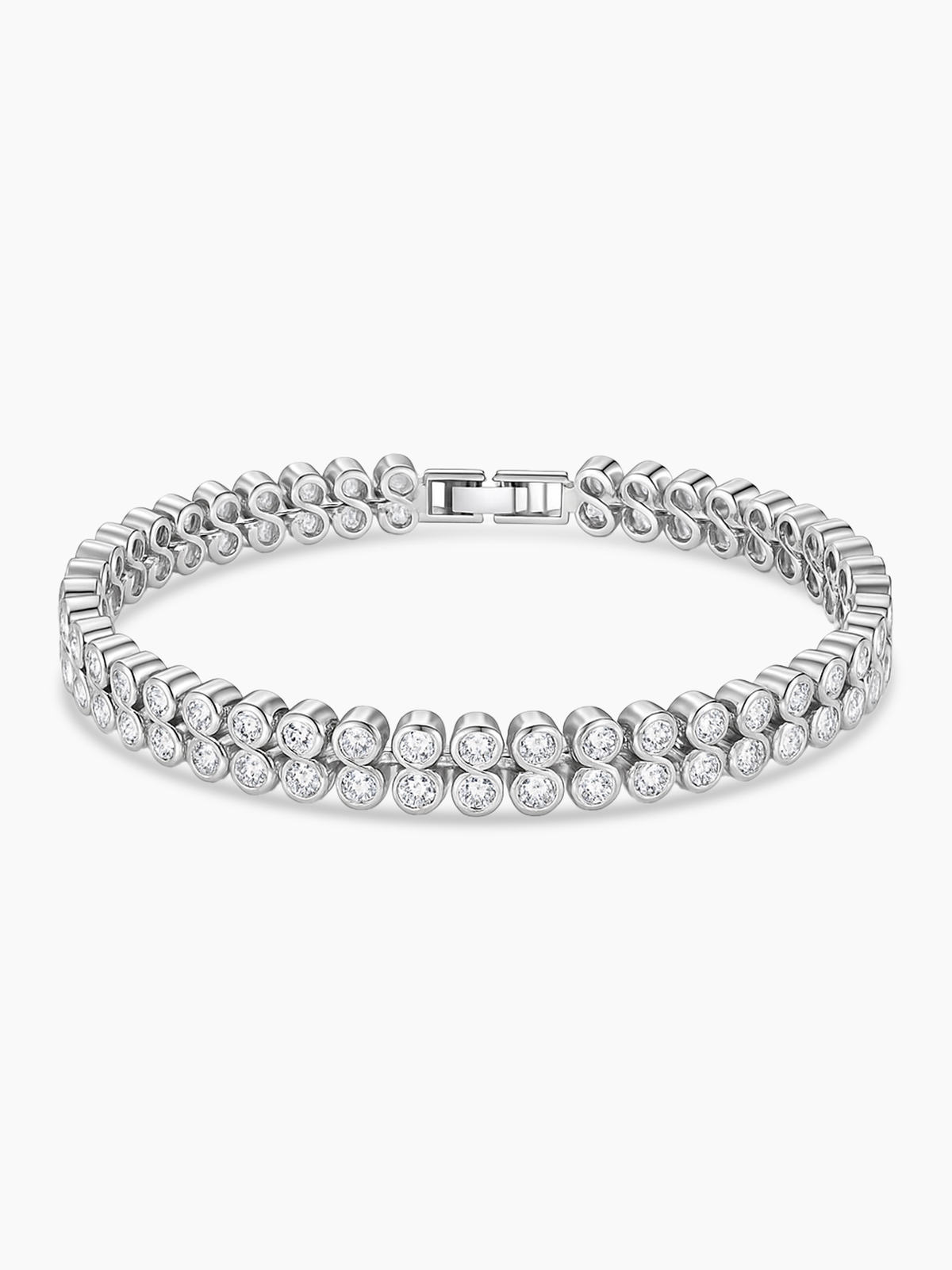18K White Gold Plated Double Tennis Bracelet
