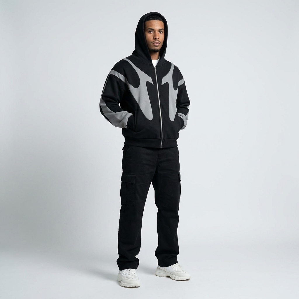 Optew Men’s Patchwork Zip Hoodie