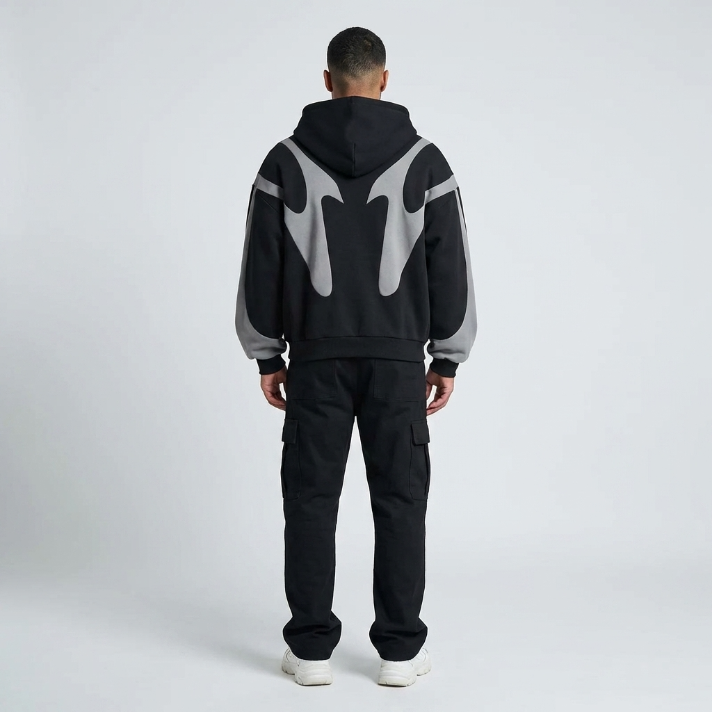 Optew Men’s Patchwork Zip Hoodie