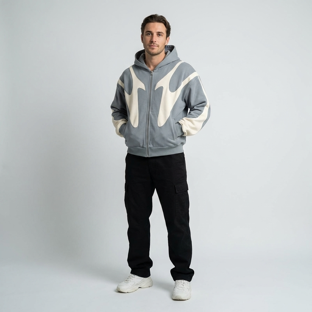 Optew Men’s Patchwork Zip Hoodie