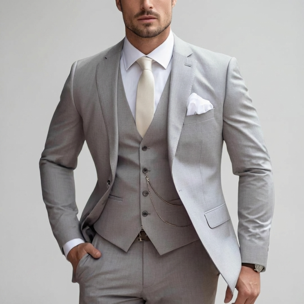 Optew Three-Piece Black Suit for Men for Weddings and Groomsmen
