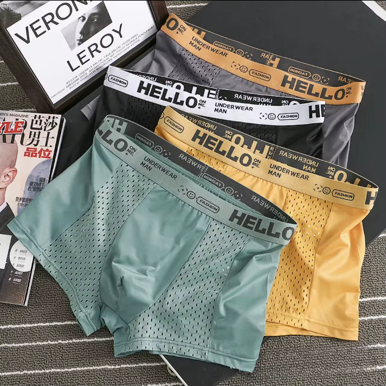 Optew Men Everyday Boxer Briefs Mesh Synthetic Blend