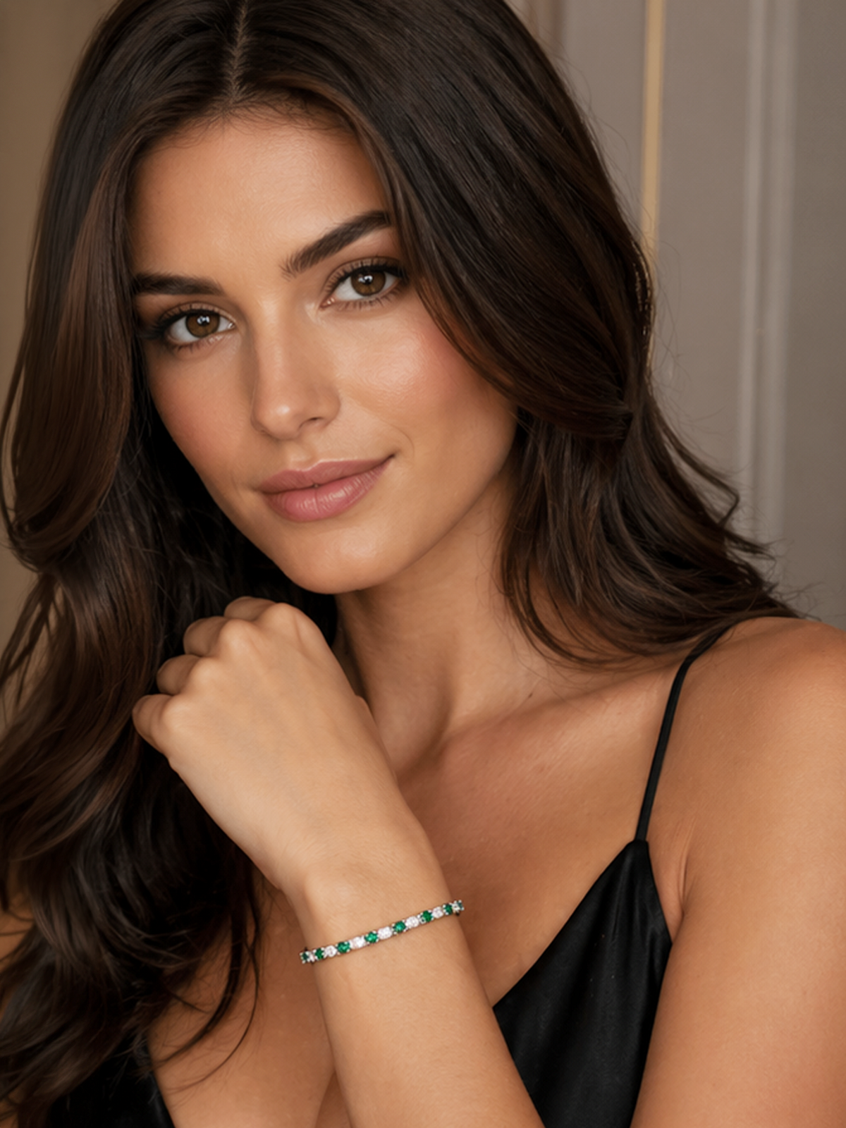 Adjustable Emerald and Moissanite Tennis Bracelet