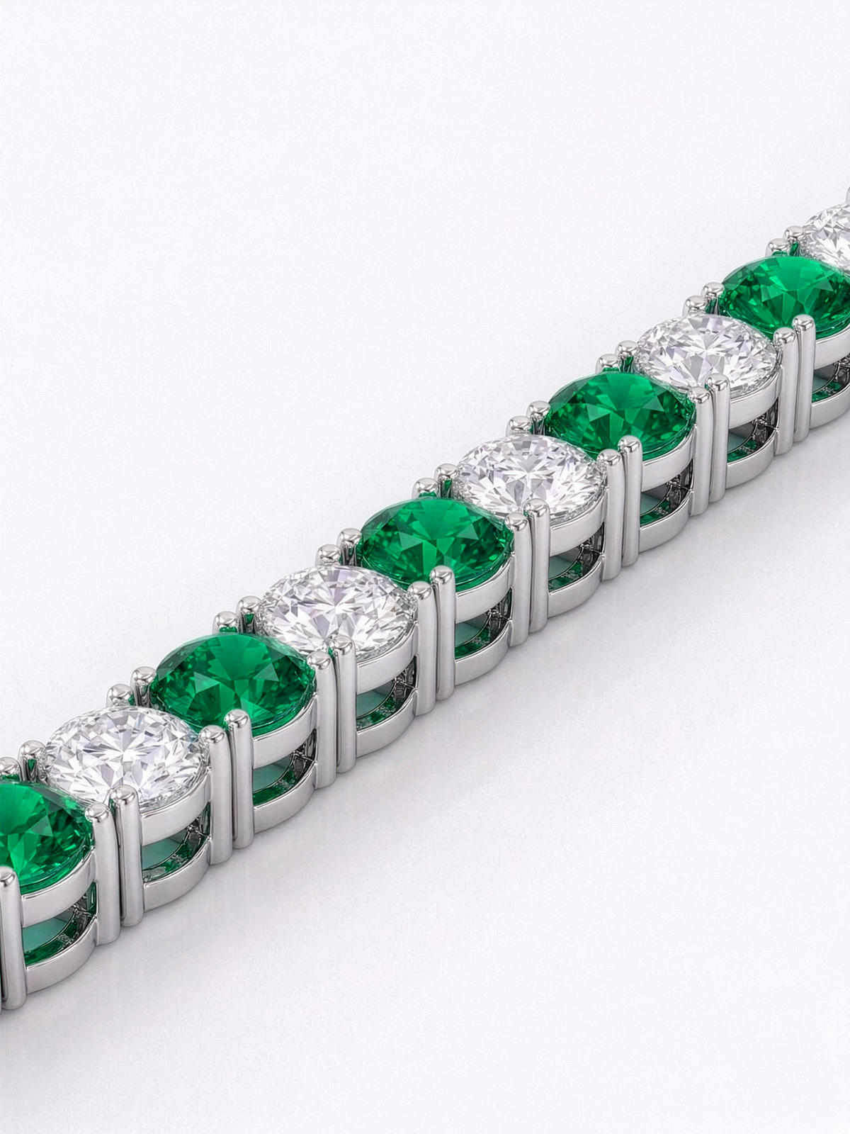 Adjustable Emerald and Moissanite Tennis Bracelet