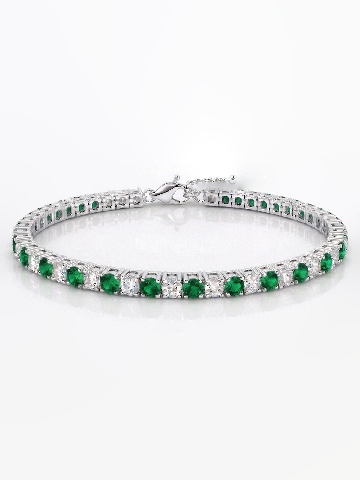 Adjustable Emerald and Moissanite Tennis Bracelet