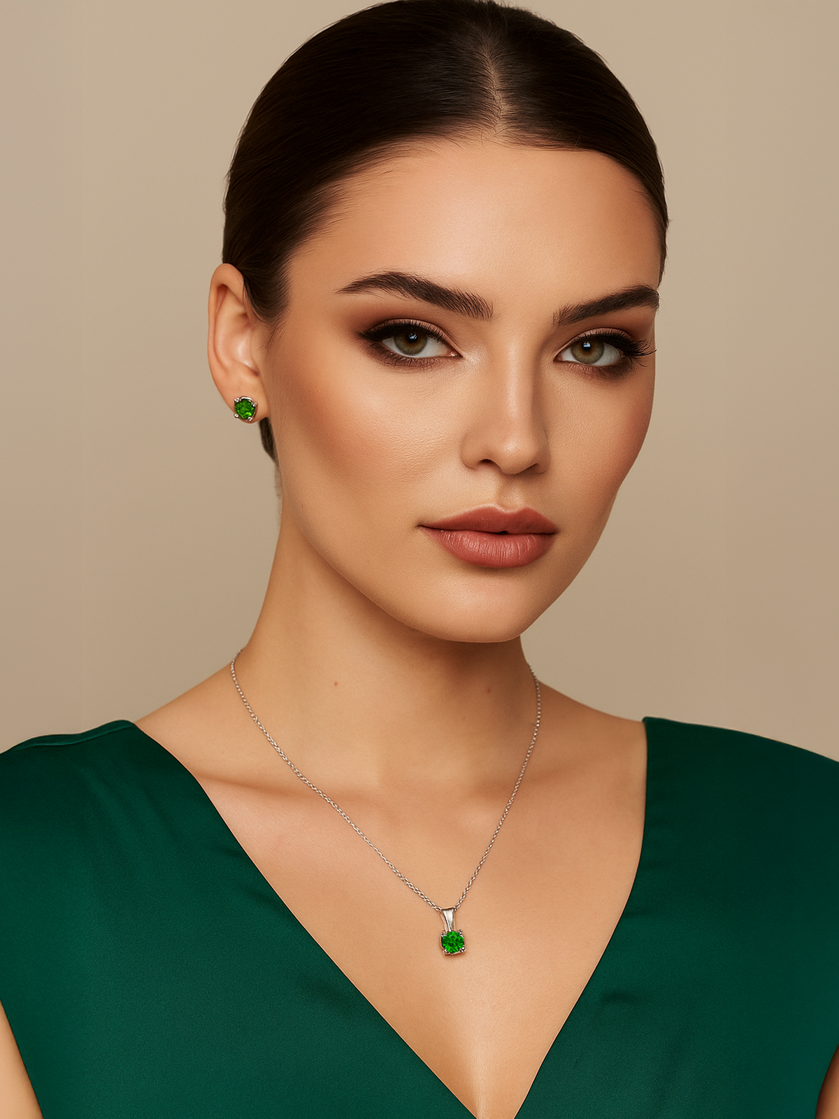 Lab Grown Emerald Pendant Necklace, 1.25ct
