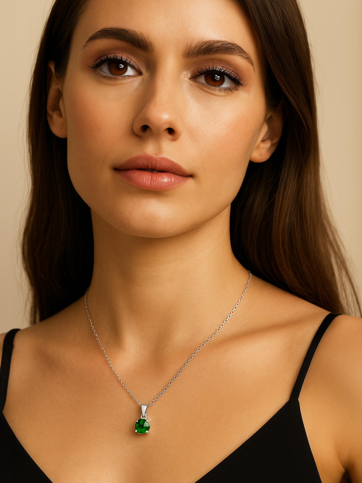 Lab Grown Emerald Pendant Necklace, 1.25ct