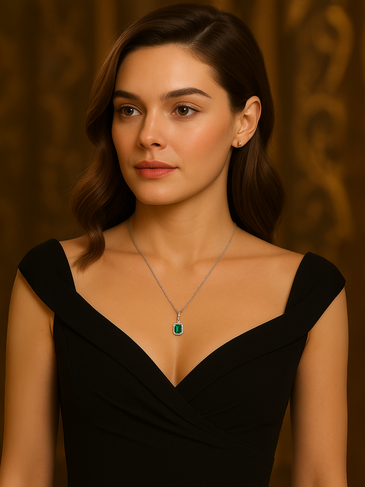925 Sterling Silver Green Emerald Pendant Necklace