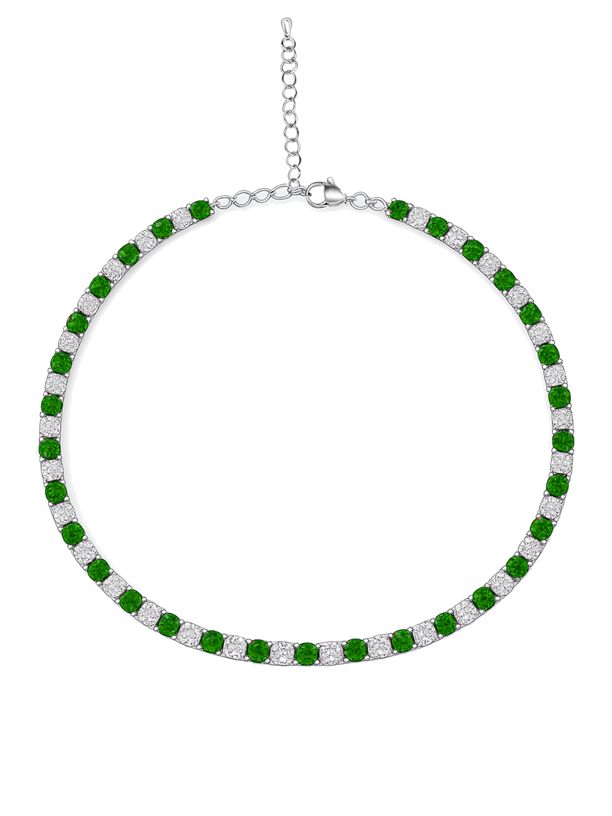 5.7ct Sparkling Lab Emerald Tennis Necklace
