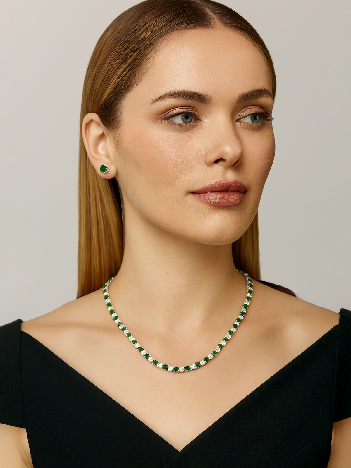 5.7ct Sparkling Lab Emerald Tennis Necklace