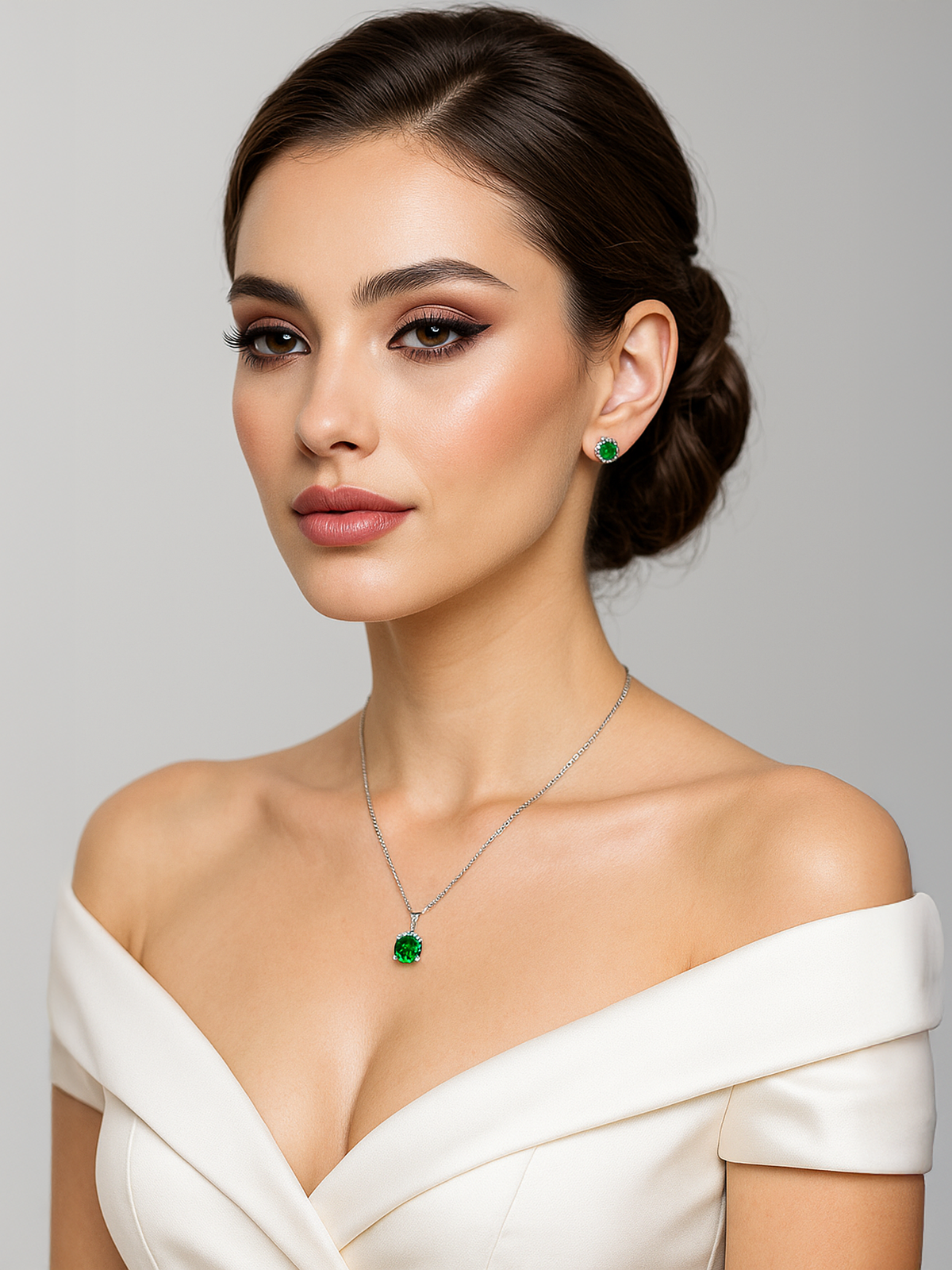 Lab Grown Emerald Pendant Necklace, 1.25ct
