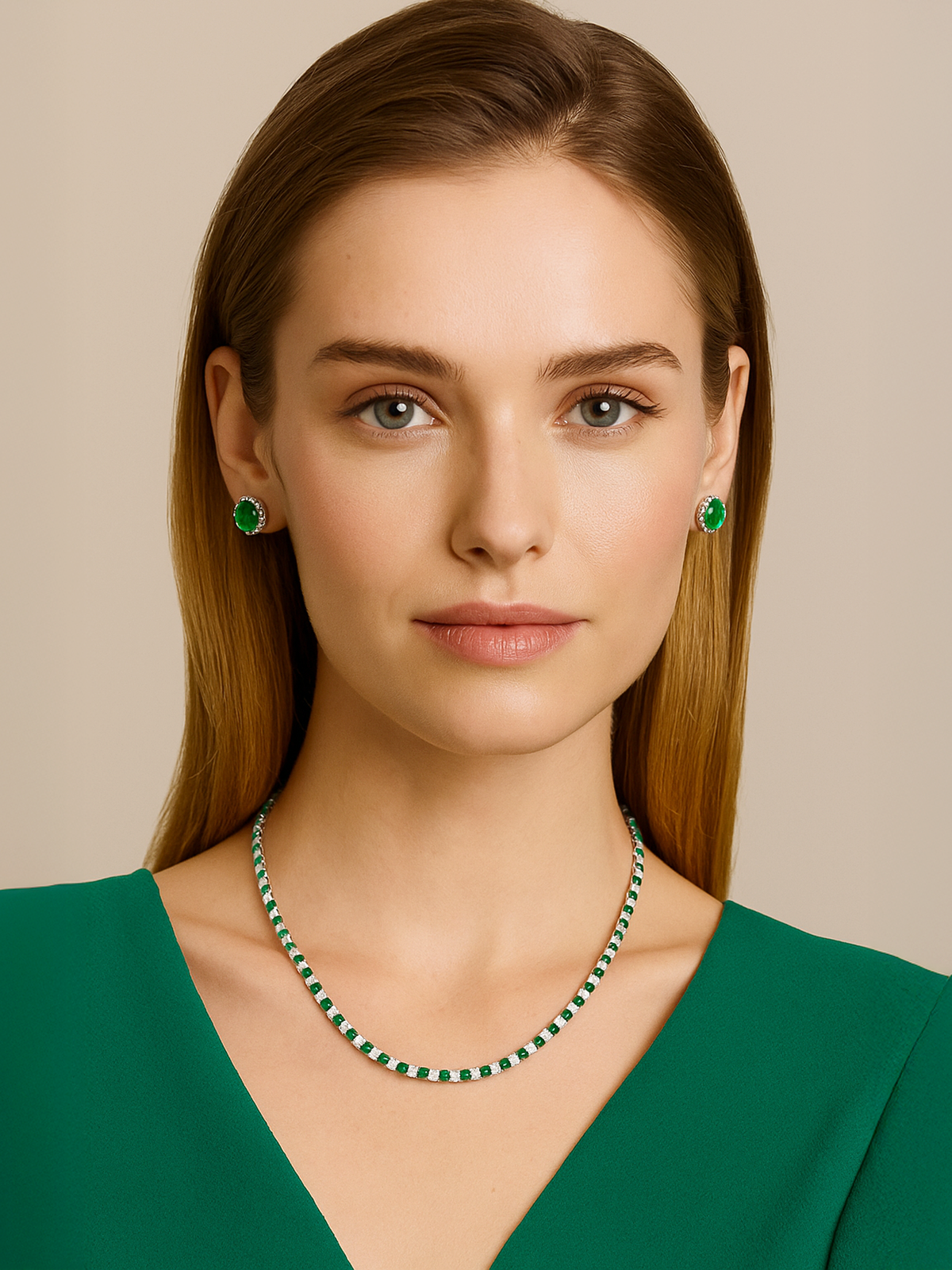 5.7ct Sparkling Lab Emerald Tennis Necklace